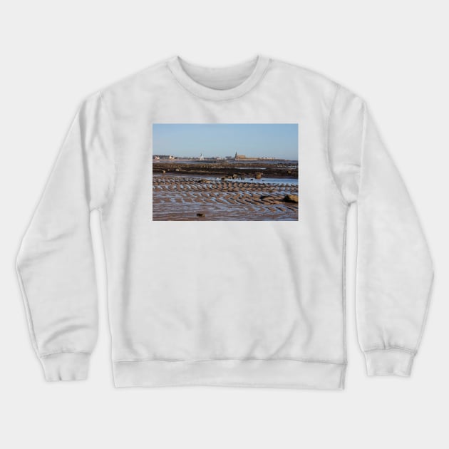 Newbiggin Bay at low tide Crewneck Sweatshirt by Violaman